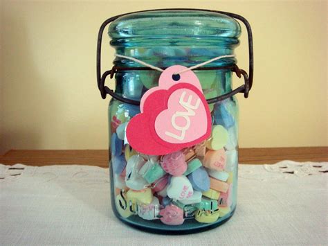 Candy Heart Jar Decor | Heart candy, Decorated jars, Holiday party treats