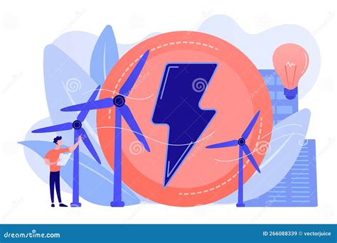 Wind Power Concept Vector Illustration Stock Vector - Illustration of ...