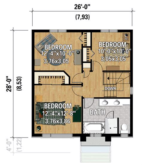 Contemporary Two-Story House Plan Under 1500 Sq Ft with Stone and Metal ...