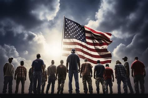 Premium AI Image | Group of people standing in front of American flag