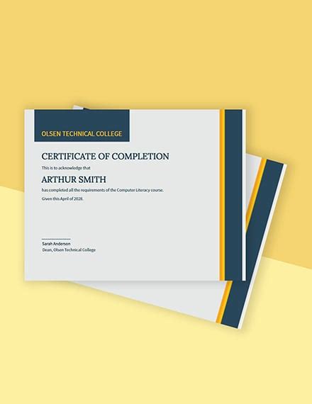 Computer Training Certificate Template - Google Docs, Illustrator, InDesign, Word, Outlook ...