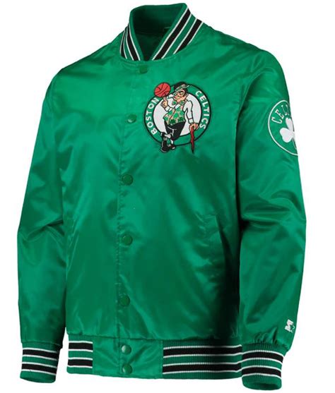 Starter Satin Boston Celtics Bomber Green Jacket - Jackets Creator