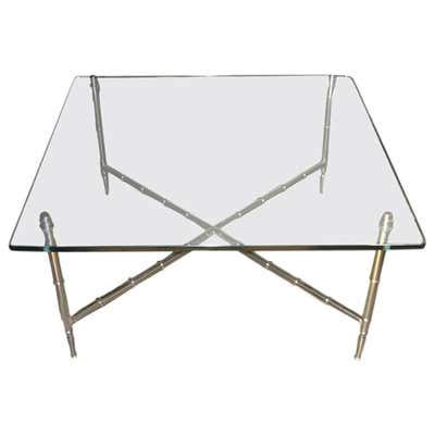 Round Marble Top Coffee Table with Bronze Supports at 1stDibs