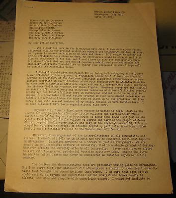 Original Letter from Martin Luther King Birmingham City Jail 1963 Negro ...