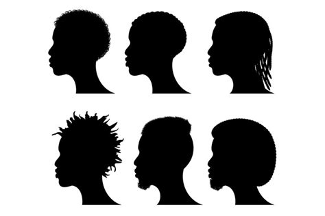 Afro american young men face silhouettes. African male black