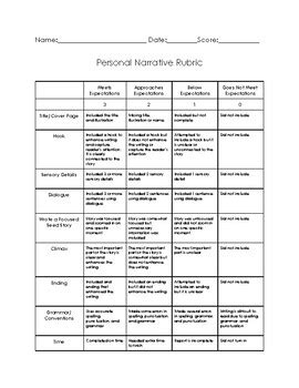 Personal Narrative Rubric by Ms Conforti | TPT