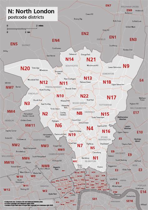 Map of N postcode districts – North London – Maproom