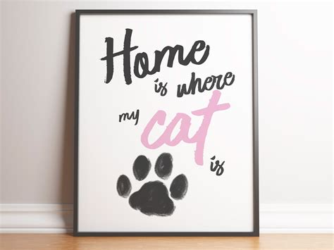 Cat Quote Print Printable Wall Art Digital Download Pink - Etsy