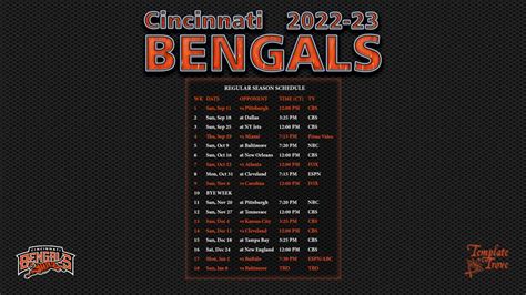 2022-2023 Cincinnati Bengals Wallpaper Schedule