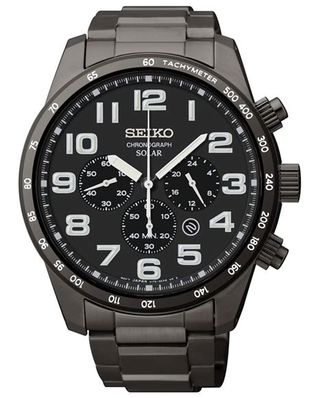 Lyst - Seiko Mens Solar Black Ionfinished Stainless Steel Watch in Black for Men