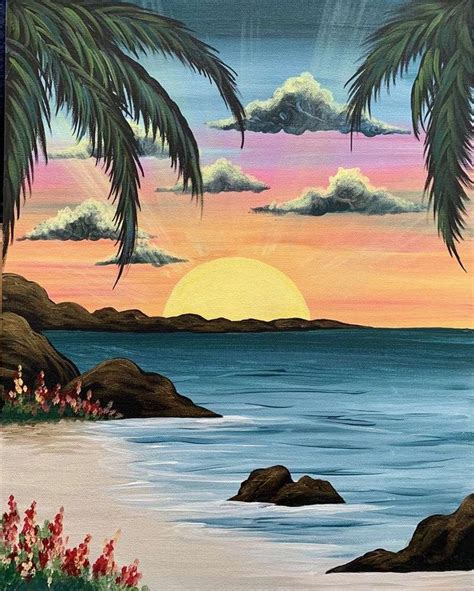 Pin by Maria on Decorar hojas de cuaderno | Beach scene painting, Beach art painting, Landscape ...