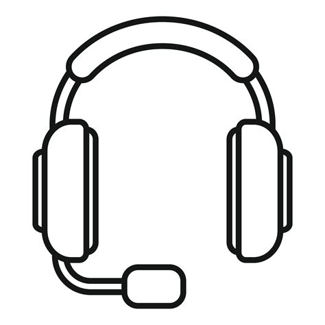 Headset icon outline vector. Headphone microphone 14866827 Vector Art ...