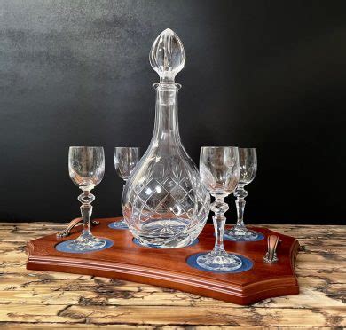 Crystal Port/Wine Decanter Set with 4 Glasses and Tray | Pronto Images ...