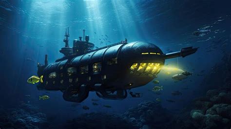 Premium AI Image | AIguided exploration submarines delving into ocean depths