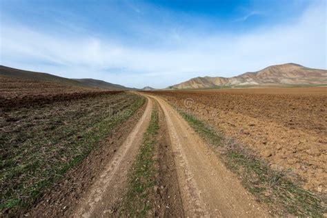 Country Dirt Road in Farm Field Stock Photo - Image of season, track ...