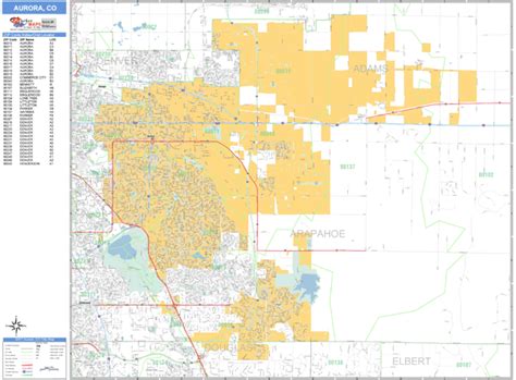 Aurora Colorado Wall Map (Basic Style) by MarketMAPS