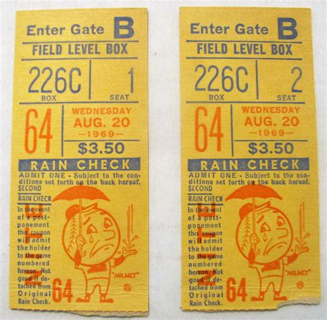 Lot Detail - 2 - 1969 NY METS TICKET STUBS - WORLD CHAMPS SEASON