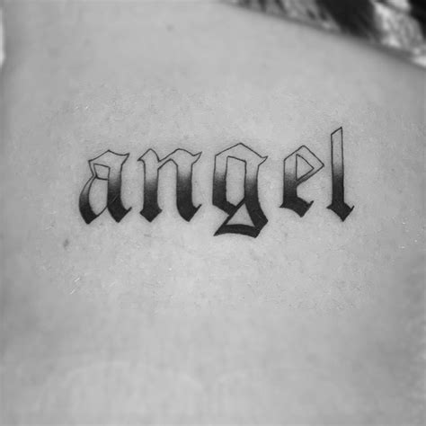 Angel Tattoo 👼 | Word tattoos, Angel tattoo designs, Tattoo fonts