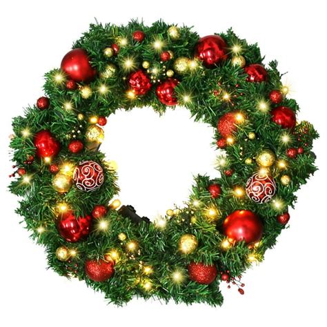 Christmas Wreath - Christmas Garland with LED Lights - Artificial Xmas ...