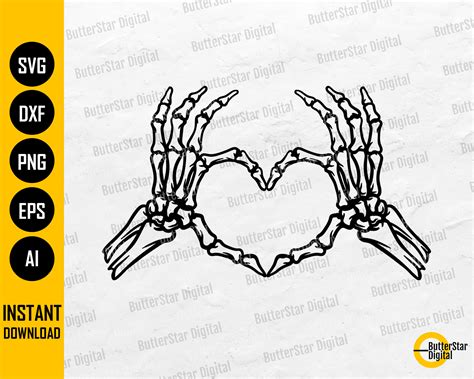 Skeleton Hand Heart Sign SVG Bones Tattoo Decal T-shirt - Etsy Canada