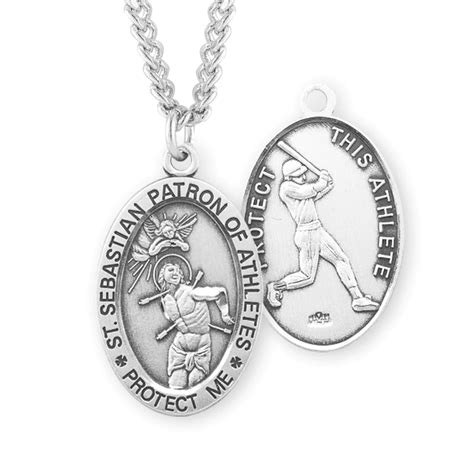 St. Sebastian/Baseball Sterling Silver Medal — Acadian Religious