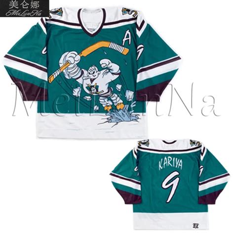 MeiLunNa Mighty Ducks Movie Ice Hockey Jerseys #9 Paul Kariya Jersey ...