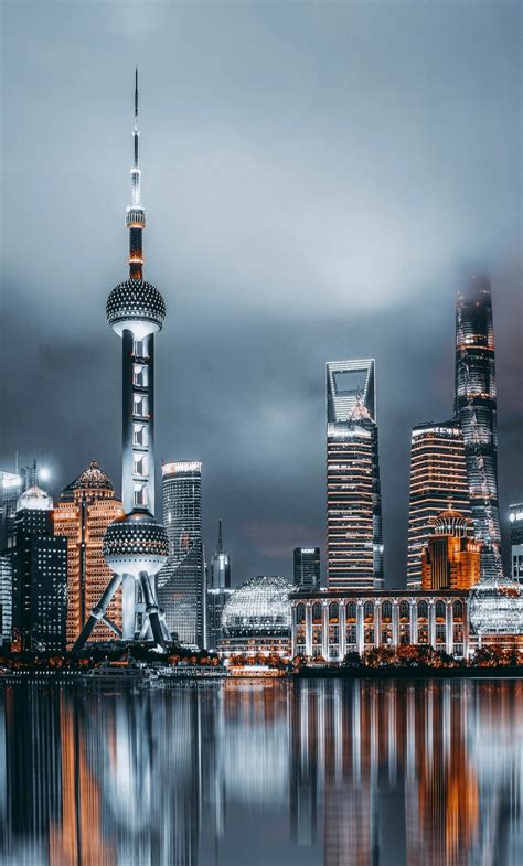 Download wallpaper 1280x2120 shanghai, cityscape, night, iphone 6 plus, 1280x2120 hd background ...