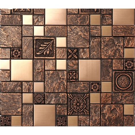 Wholesale Porcelain tiles Square Mosaic Tile Design Metal tile flooring Kitchen Backsplashes BFCM08