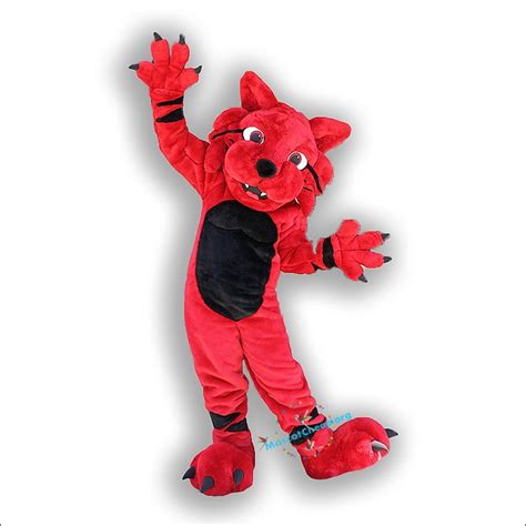 Red Bearcat Mascot Costume 100% Top Quality