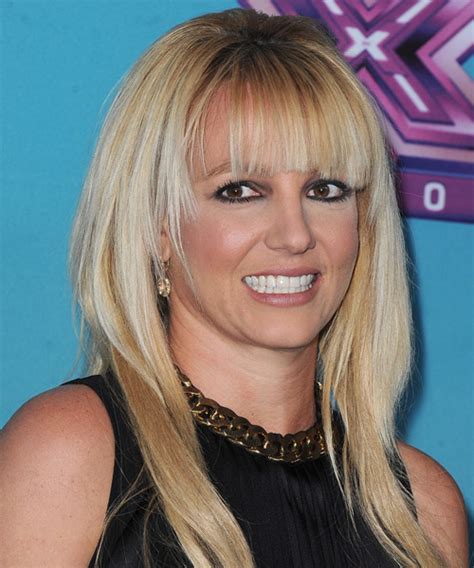 Britney Spears Long Straight Light Blonde Hairstyle with Blunt Cut ...