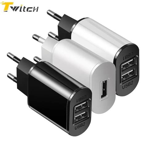 2 USB Charger 5V 2A EU Plug adapter Wall Mobile Phone Charger Portable Charge Micro Cable For ...