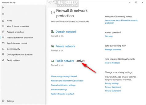 Firewall & Network Protection in Windows 10 & 11 Explained and How to Hide It - MajorGeeks