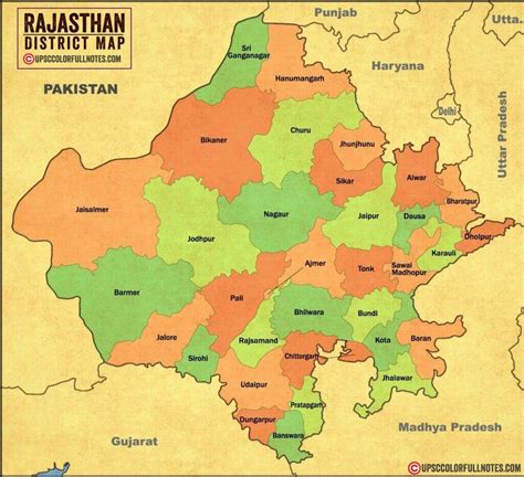 Download Rajasthan Map in HD quality! 2022 - UPSC Colorfull notes