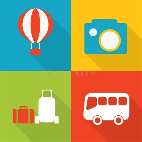 Travel flat icons set stock vector. Illustration of minimal - 77009244