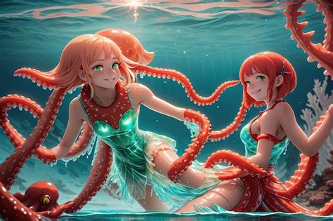 Premium AI Image | Cute Octopus anime manga girl illustration