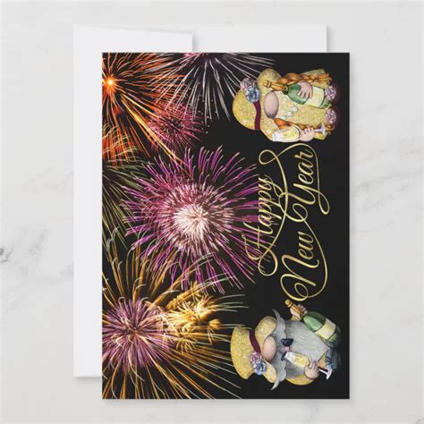 Happy New Year Gnomes Greeting Card | Zazzle