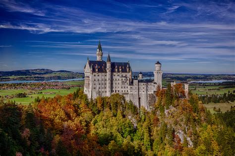 neuschwanstein, Castle, Bavaria, Germany, Rock, Forest, Autumn, Castle ...