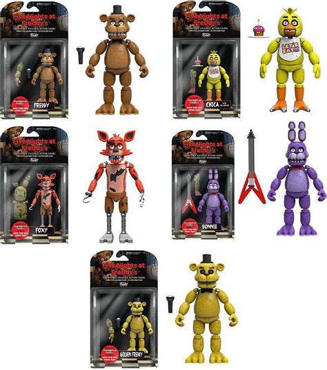 Five Nights at Freddy's Fazbear Articulated Collectible Set: Freddy, Chica, Foxy, Bonnie ...