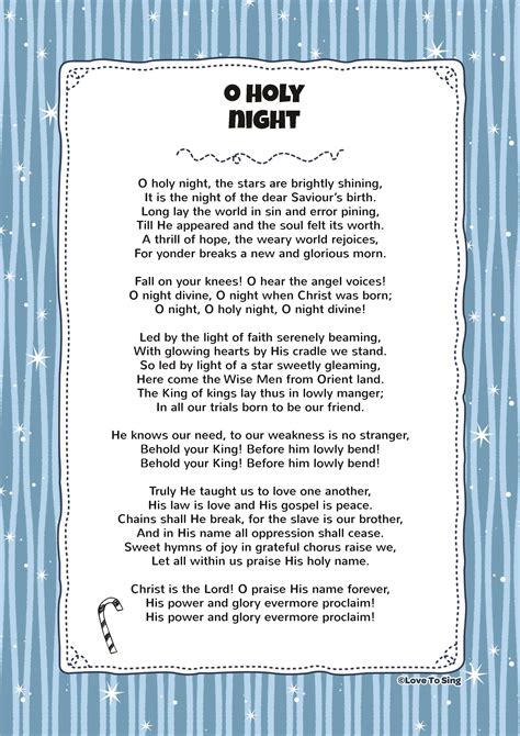 Printable Lyrics For O Holy Night