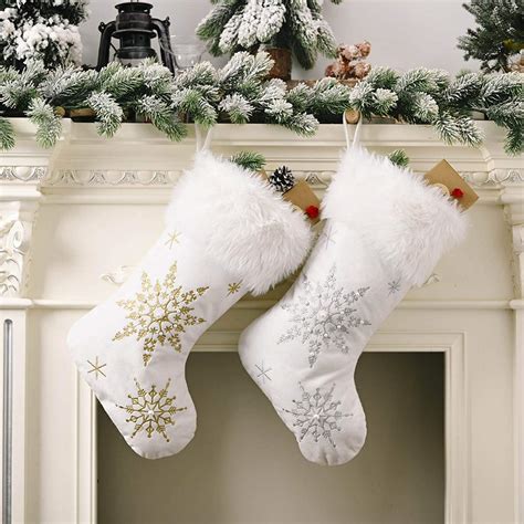 White And Silver Christmas Stockings - House Christmas 2021