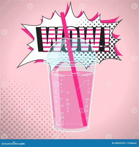 Smoothie, Bubble Tea or Milk Cocktail Design in Pop Art Comic Style, Vector Illustration Stock ...