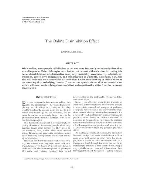 The online disinhibition effect | John Suler - Academia.edu