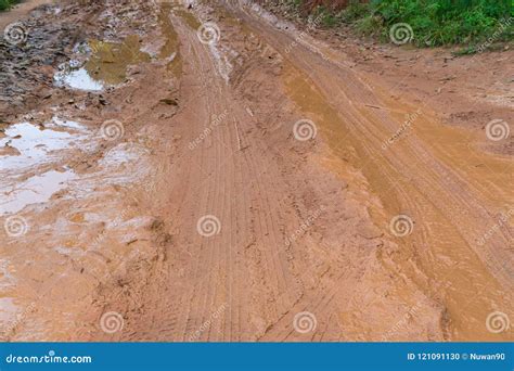 Mud and Puddles on the Dirt Road in Countryside Stock Photo - Image of ...