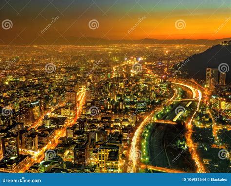 Santiago De Chile Skyline Aerial View Stock Photo - Image of santiago ...