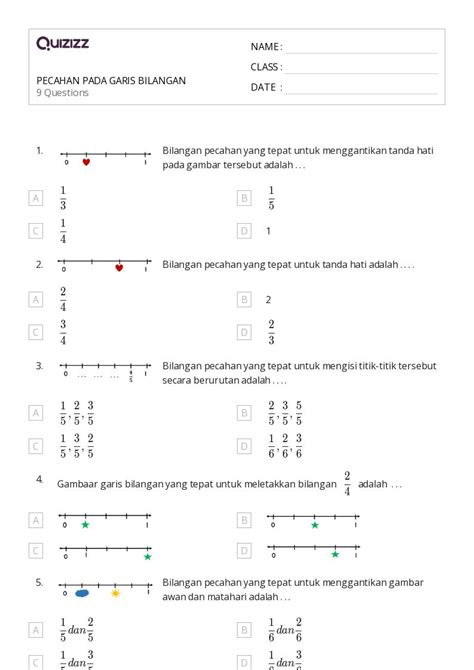 50+ lembar kerja Pecahan pada Garis Bilangan untuk Kelas 3 di Quizizz ...