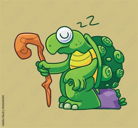 cute old turtle sleeping. isolated cartoon animal illustration vector ...