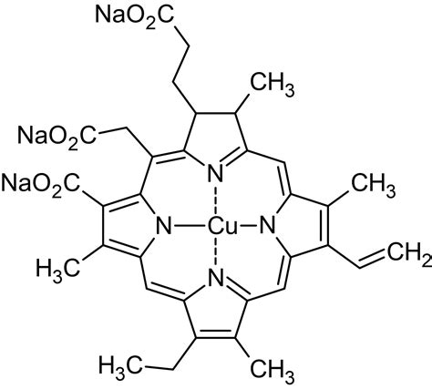 Chlorophyllin sodium copper salt (Chlorophyllin A), derivative of ...