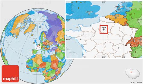 Political Location Map of Paris, highlighted country