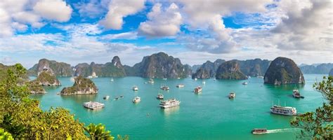 Premium Photo | Panoramic aerial view of Halong bay in Vietnam