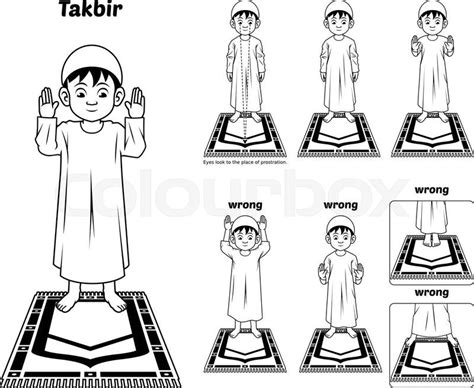 This image is a muslim prayer position guide step by step perform by ...